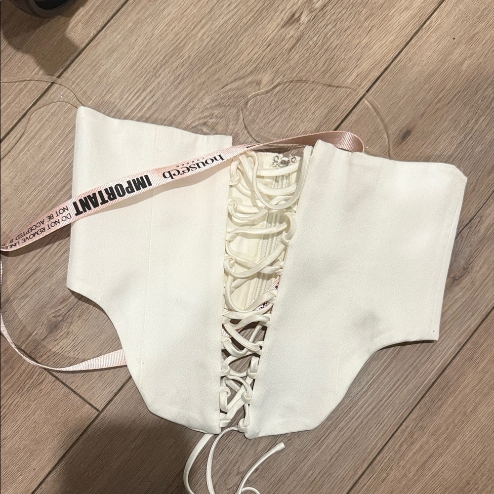 HOUSE OF CB White Lace-Up Corset Top